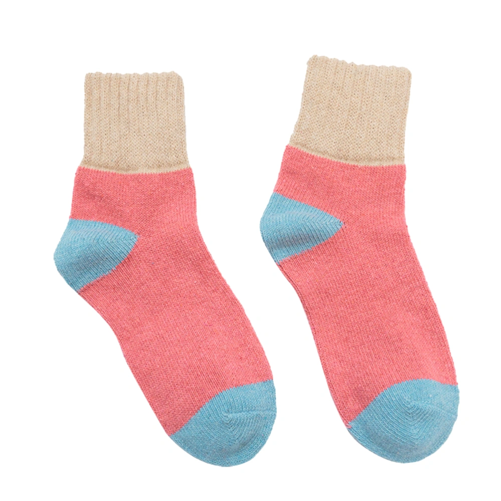 1 Pair of Womens Thick Knit Warm Casual Wool Crew Winter Socks Comfortable Durable Socks (Beige, Pink and Blue)