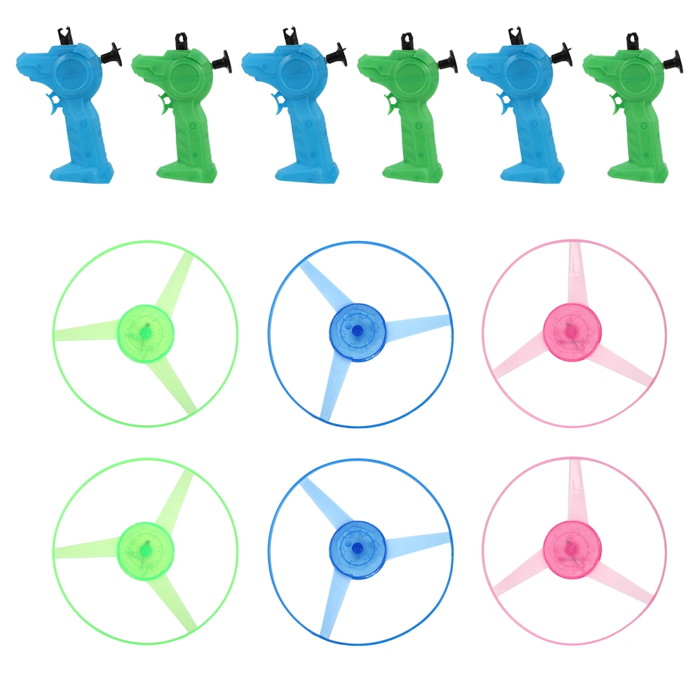 6 Sets Pull String Flying Disc Launcher Toys Children Educational Toy Random Color