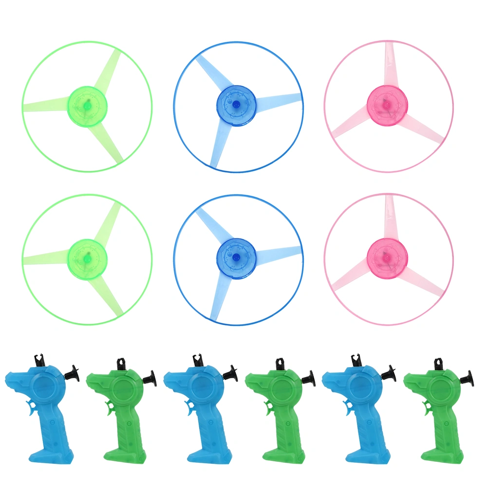 6 Sets Pull String Flying Disc Launcher Toys Children Educational Toy Random Color