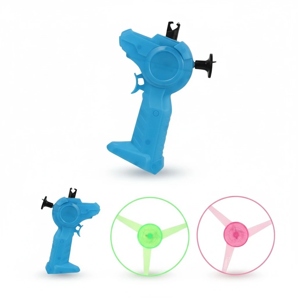 6 Sets Pull String Flying Disc Launcher Toys Children Educational Toy Random Color