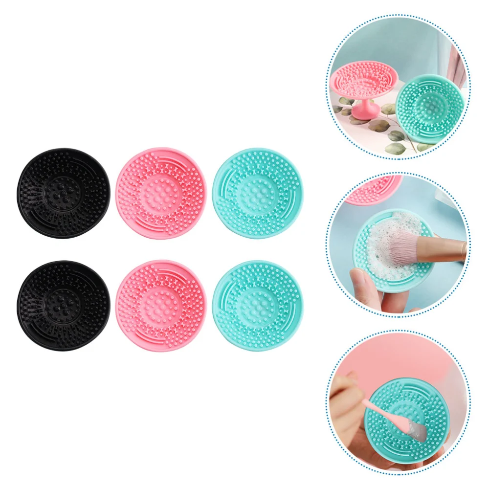 6Pcs Makeup Brush Cleansing Mats Silicone Brush Washers Makeup Tool Cleaning Cups