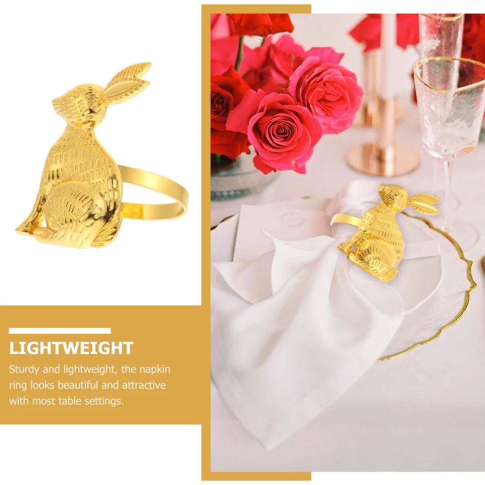 4pcs Easter Rabbit Shaped Napkin Rings Dining Table Napkin Rings Napkin Decors