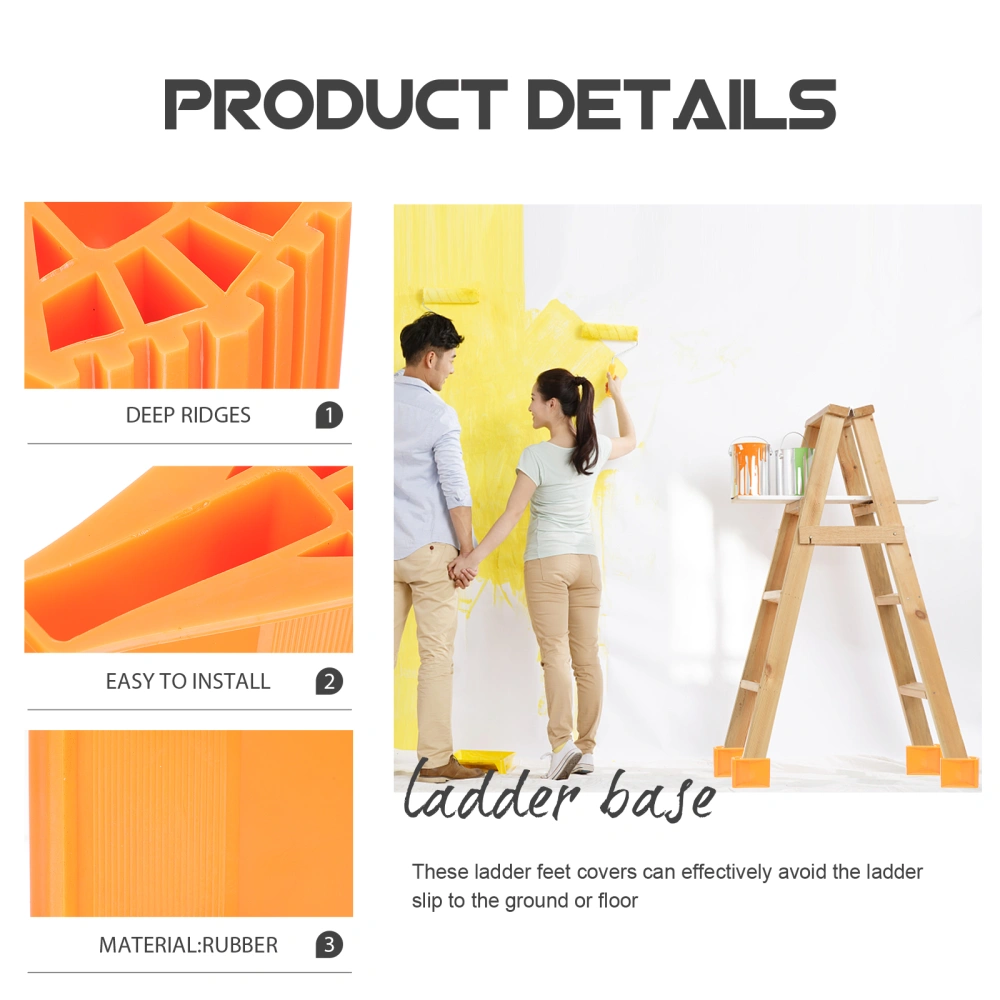 2pcs Anti-skid Ladder Feet Covers Rubber Ladder Leg Pads Ladder Accessories for Office