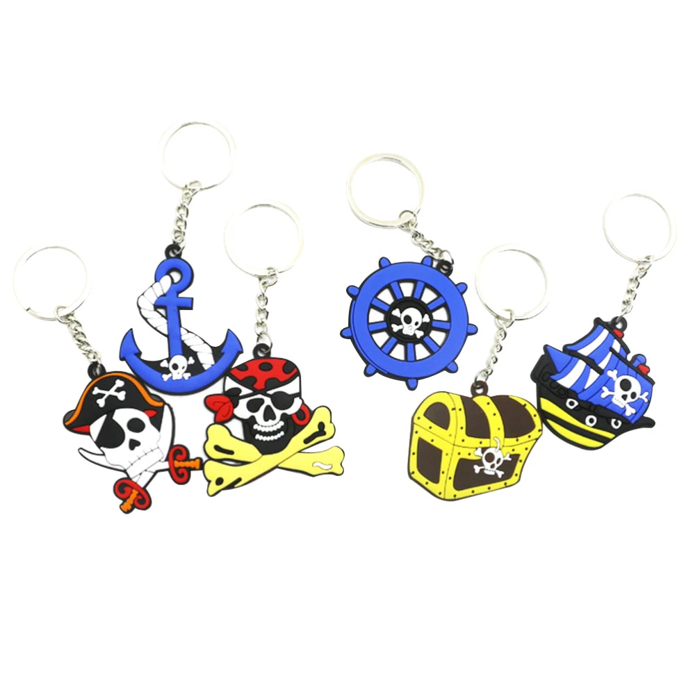 6Pc Halloween Pirate Theme Keychain Car Keyring Purse Bag Pendant Decoration Hanging Keychain Accessory Creative Gift