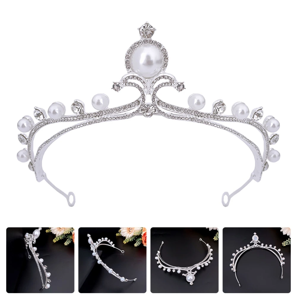 Bridal Rhinestone Pearl Tiara for Girl Wedding Crown Rhinestone Bride Tiara Headband