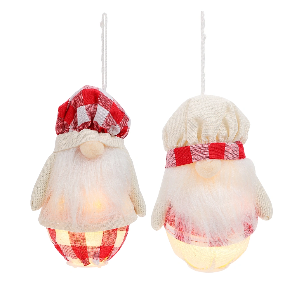 2Pcs Christmas Faceless Doll Decor Adorable Home Dwarf Doll Luminous Pendant