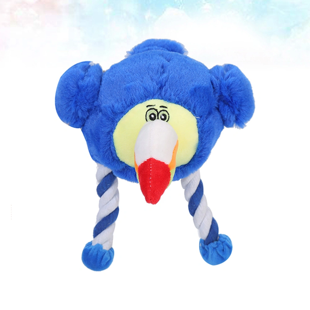 Bite-resistant Plush Molar Toy Cat Chewing Toys Cartoon Long Beaked Birds Shape Plaything Educational Props for Home Shop Pet (Blue)