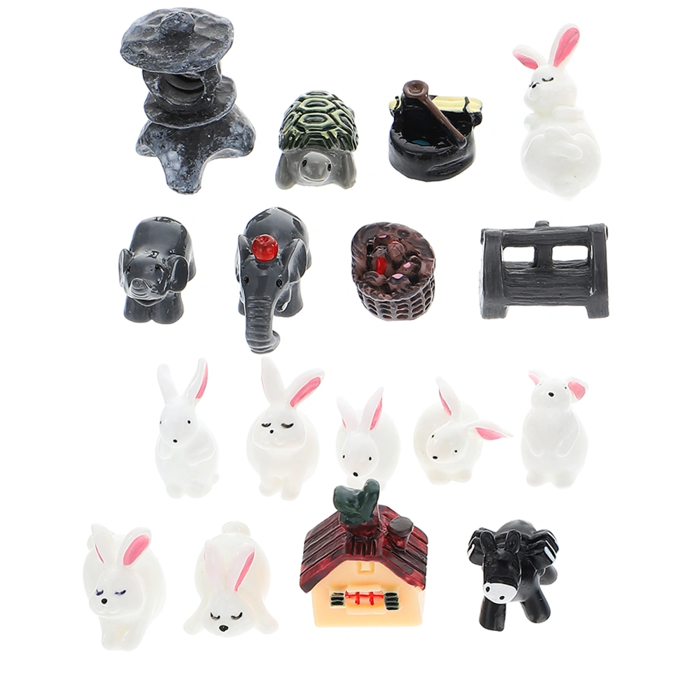 17pcs Resin Mini Animal Decorations Ecological Bottle Accessories Glass Bottle Bonsai Decors