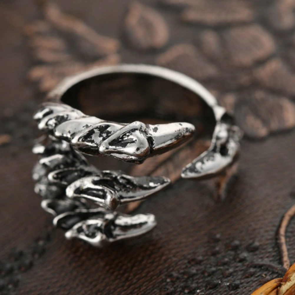 Titanium Steel Dragon Claw Rings for Men Cool Male Biker Ring Punk Jewelry Personalized Gift (Pattern 1)
