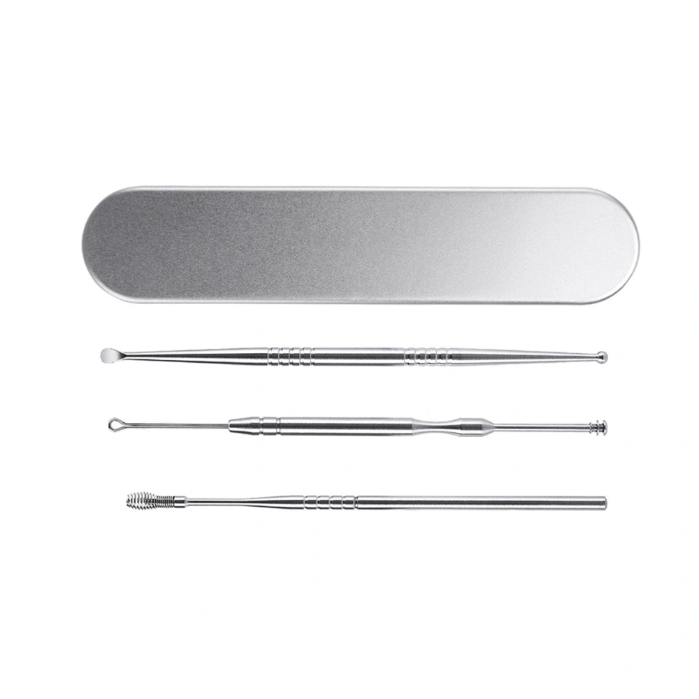 3pcs Stainless Steel Ear Spoon Set Earpick Ear Cleaner Curette Earwax Removal Cleaning Tool