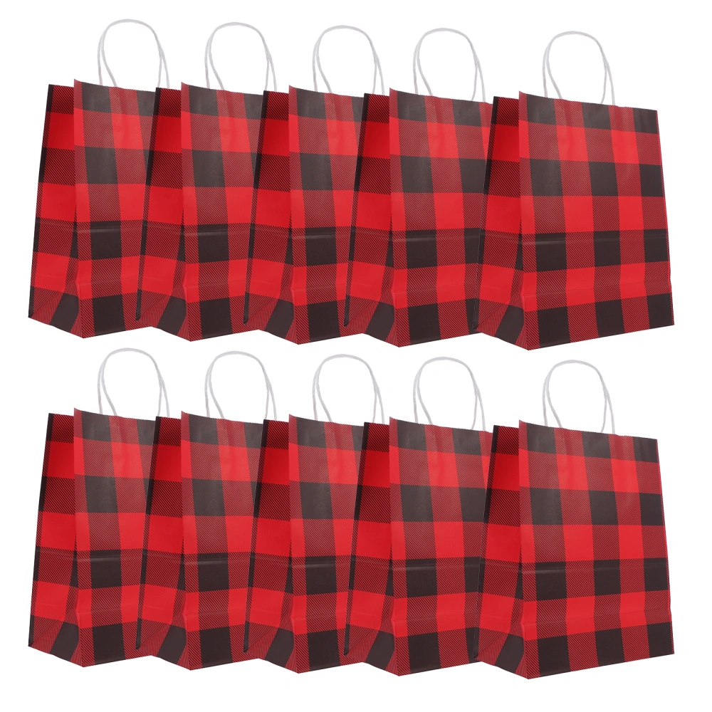 10pcs Plaid Gift Paper Bags Shopping Mall Wrapping Bags Festival Graduation Bags