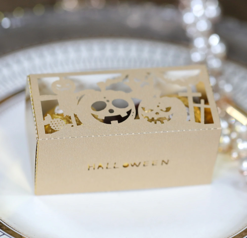 50Pcs Halloween Paper Box Candy Box Halloween Hollow Box Decorative Candle Box Wedding Candy Box