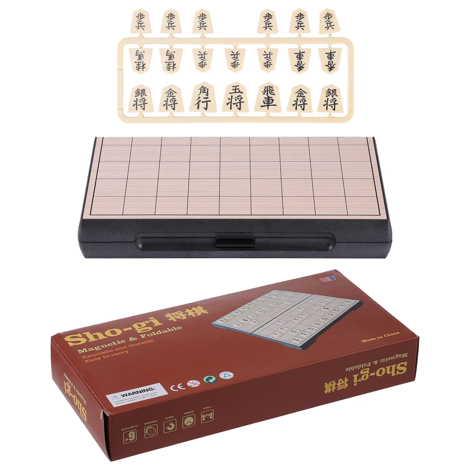 STOBOK Japanese Shogi Japanese Chess Magnetic Folding Board for Travel Trip