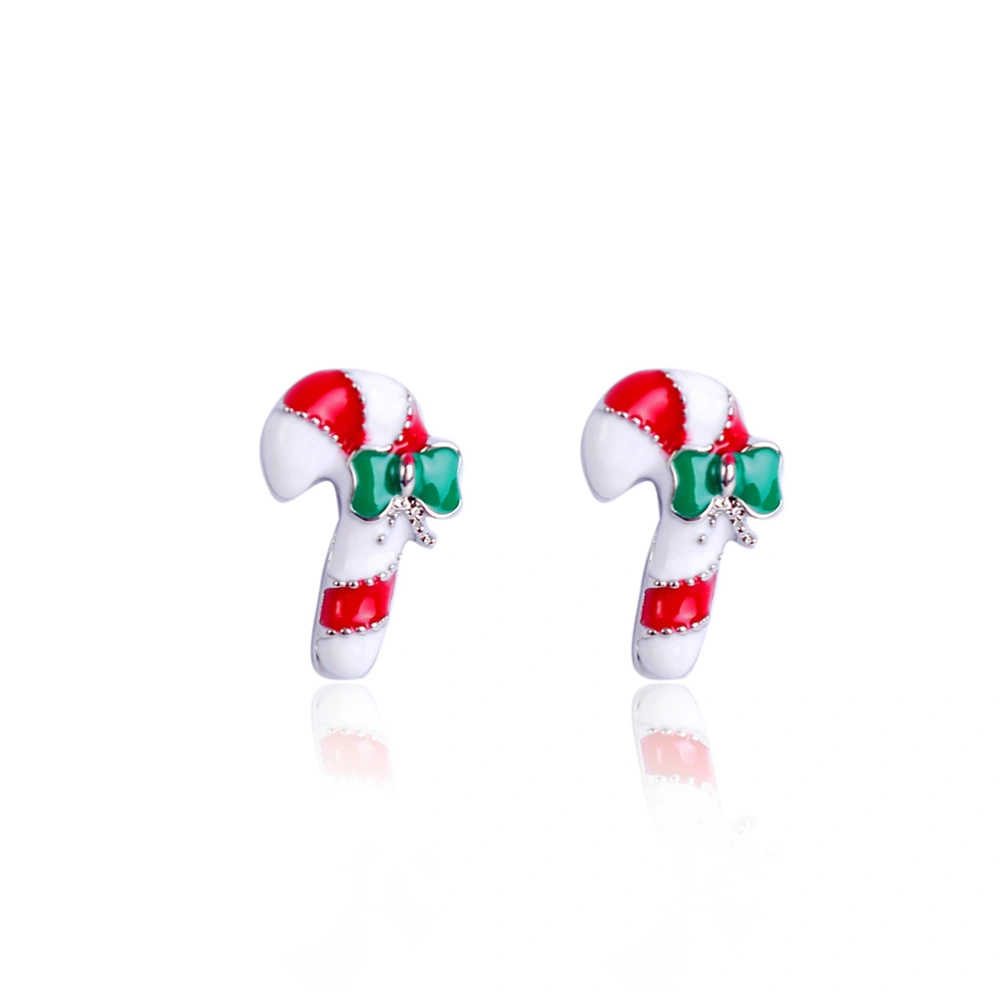 4 Pairs Christmas Theme Ear Studs Christmas Rhinestone Ear Studs Alloy Ear Studs Decor