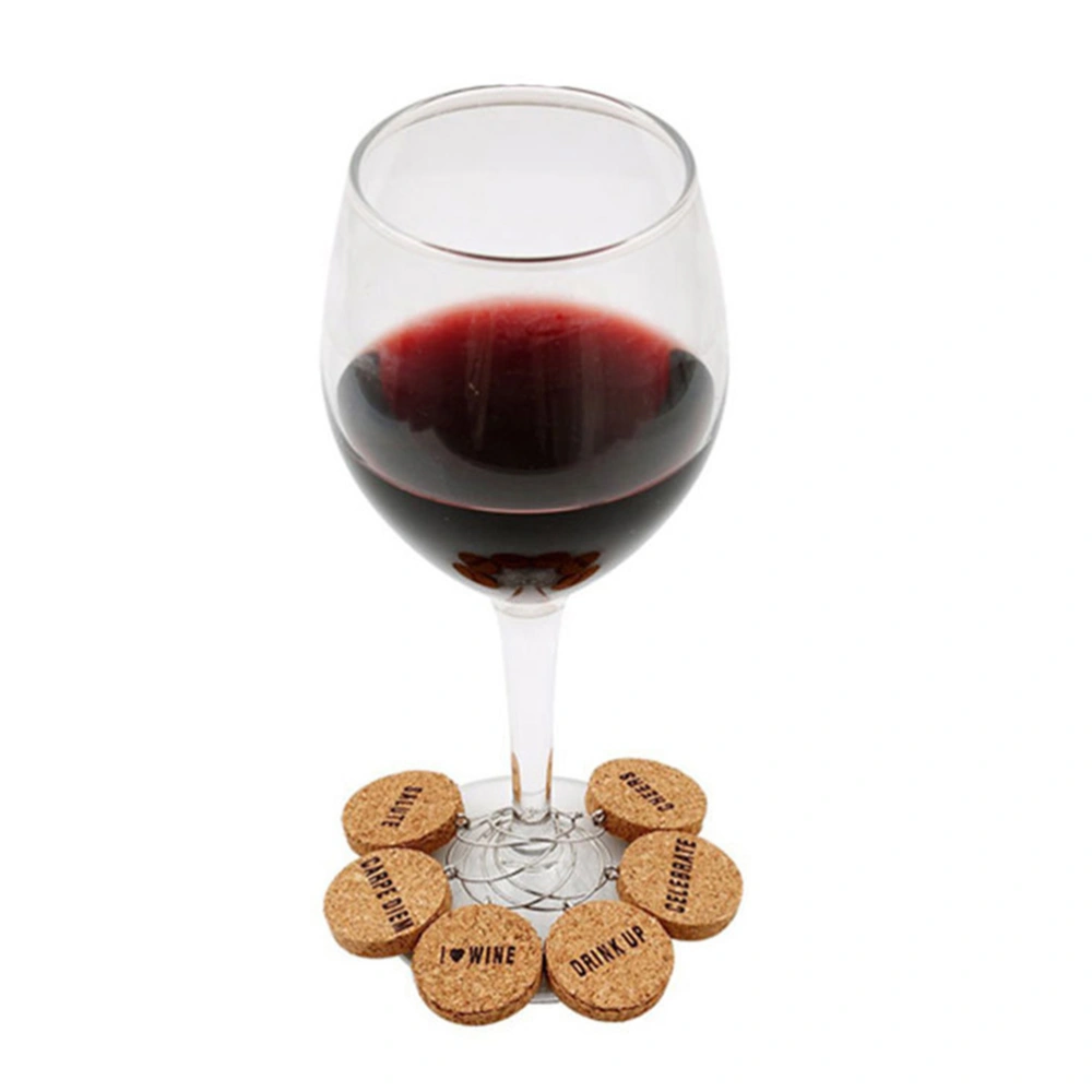 12Pcs Cork Glass Charms DIY Goblet Wine Glass Rings with Wire Drink Markers for Parties Holidays