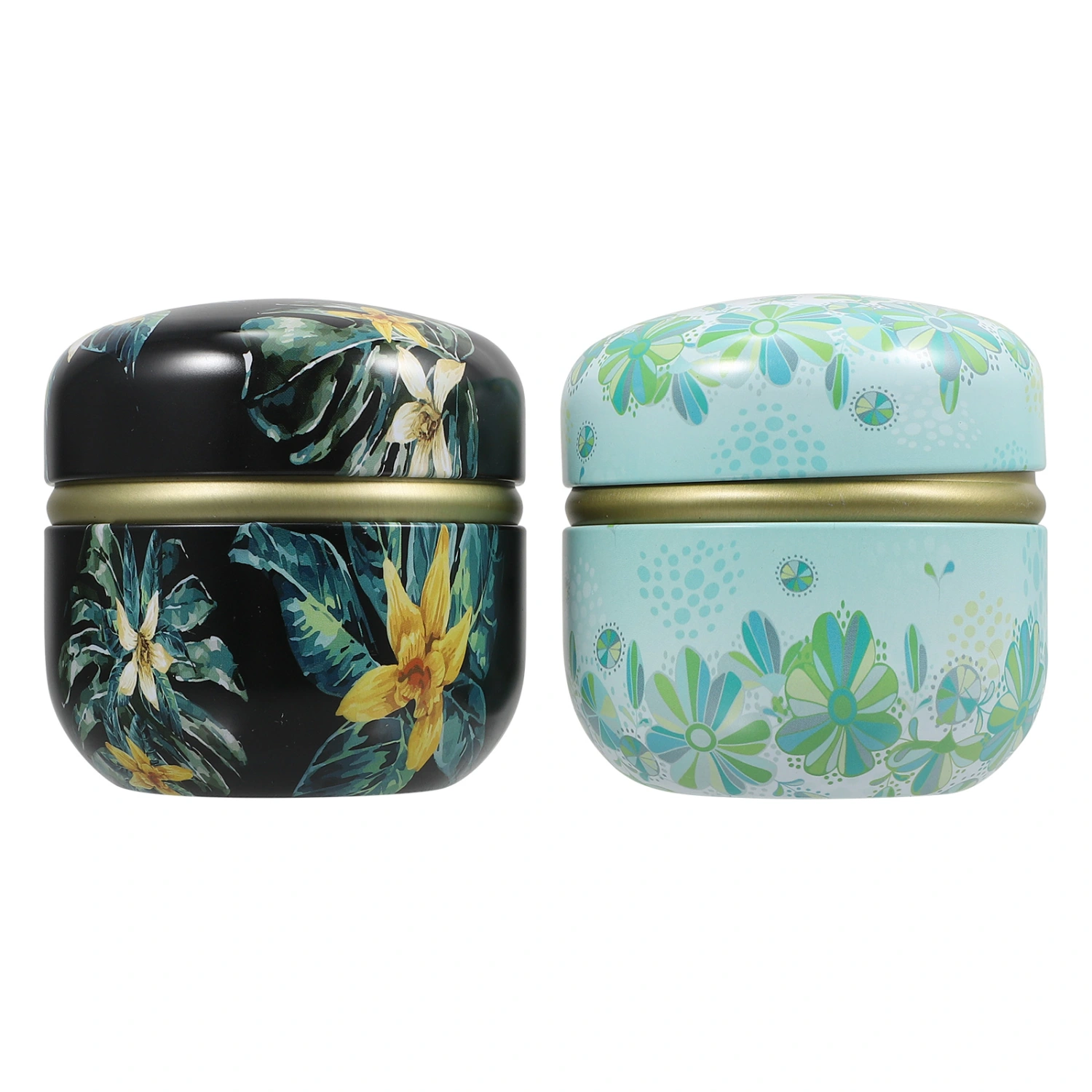 2Pcs Portable Mini Jar Delicate Printed Scented Tea Jars Candies Loose Powder Jars