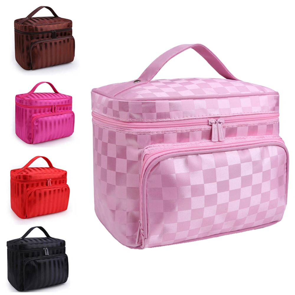 Waterproof Travel Large Capacity Zipper Korean Square Cosmetic Bag (Pink)