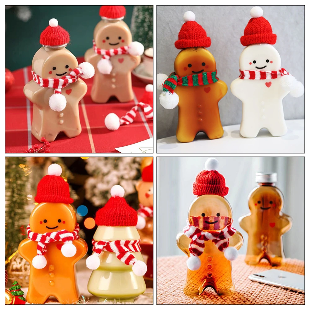 10Pcs Gingerbread Man Water Bottles Clear Design Beverage Bottles Christmas Themed Candy Jars