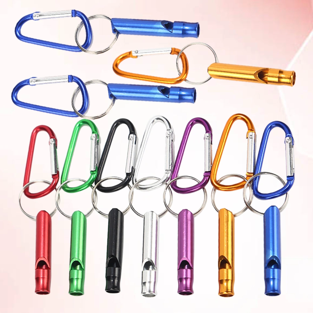 10pcs Emergency Survival Whistle Safety Whistles with Carabiners Camping Hiking Hunting Accessory for Outdoor Sports (Random Color)