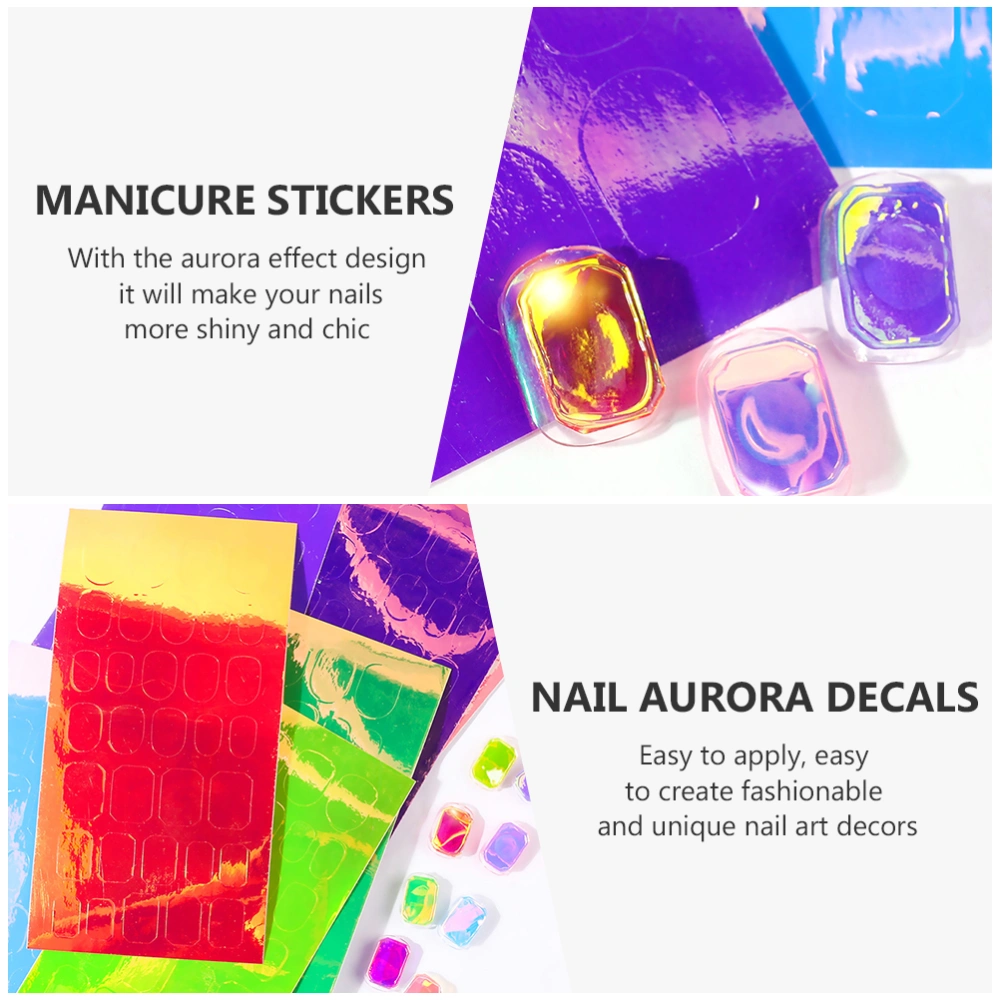 8Pcs Nail Aurora 8 Color Paper Finished Dazzling Transfer Paper Manicure Sticker