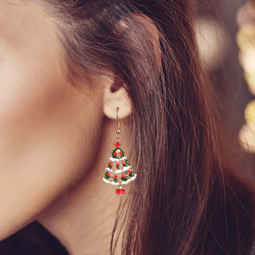 4 Pairs Christmas Earrings Xmas Tree Earrings Snowflake Earrings Snowman Earrings Mixed Style
