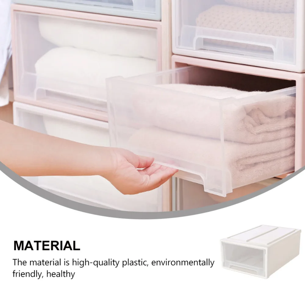 1Pc Stackable Transparent Storage Box Drawer-type Clothes Shoes Organizer