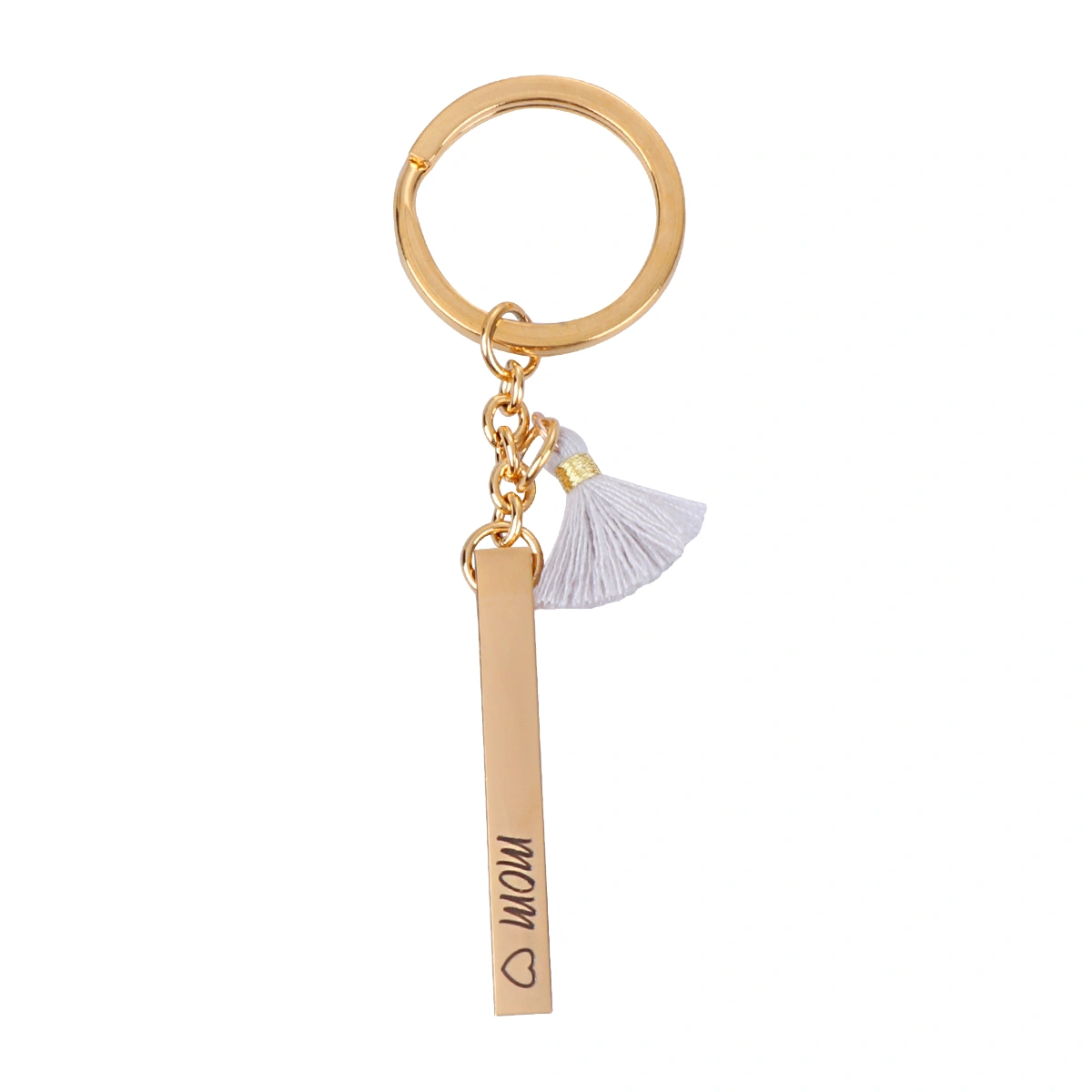 Golden Keychains Mom Gift Mothers Day Key Holder Tassel Pendant Stainless Steel Key Rings Craft Ornaments (Random Color for Tassel)