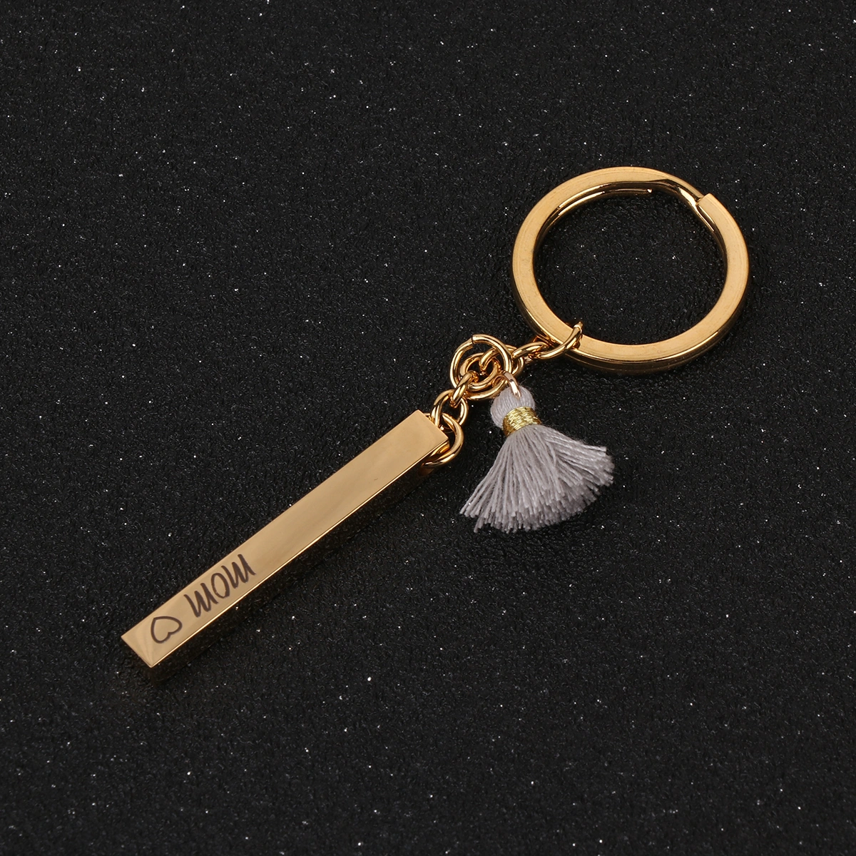 Golden Keychains Mom Gift Mothers Day Key Holder Tassel Pendant Stainless Steel Key Rings Craft Ornaments (Random Color for Tassel)