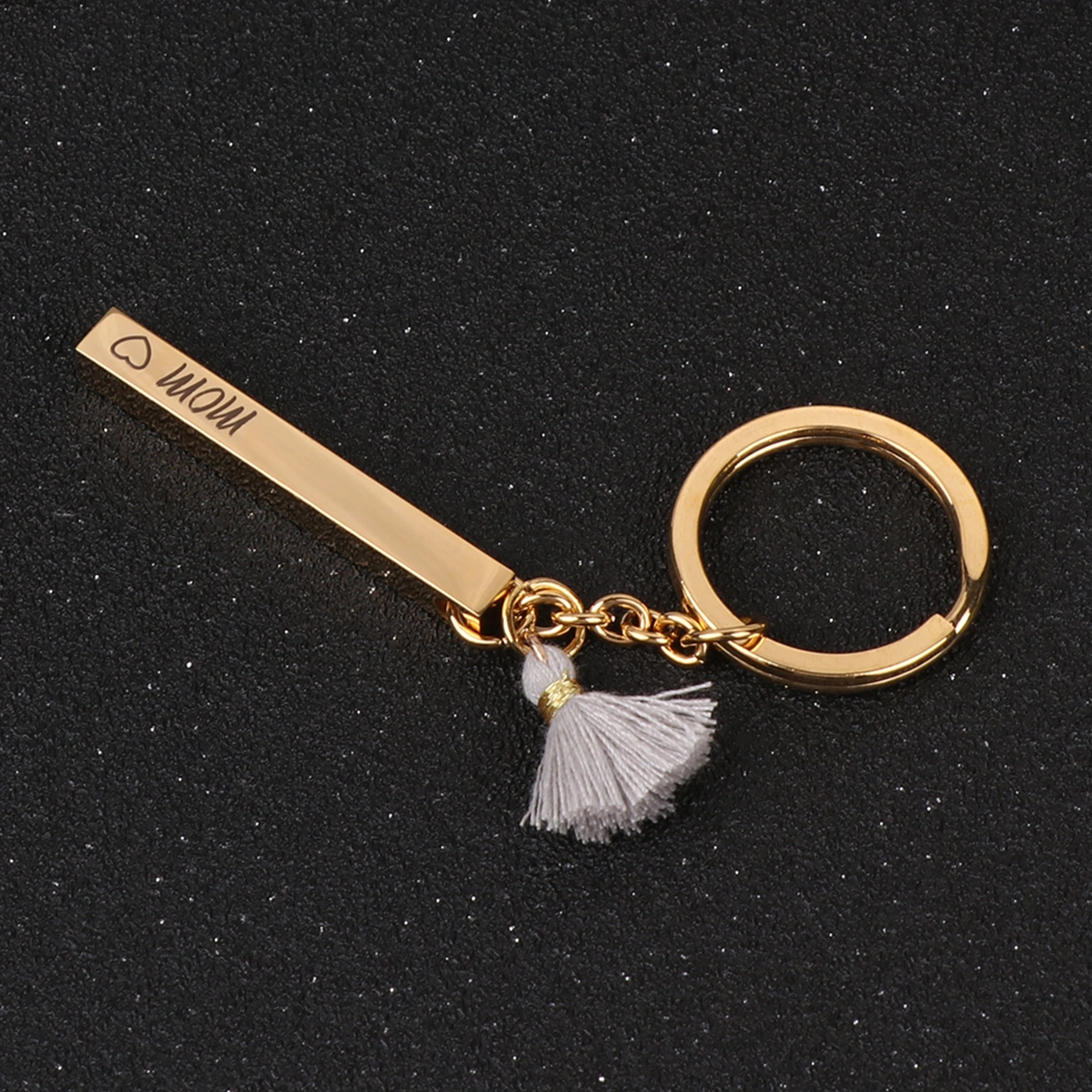 Golden Keychains Mom Gift Mothers Day Key Holder Tassel Pendant Stainless Steel Key Rings Craft Ornaments (Random Color for Tassel)