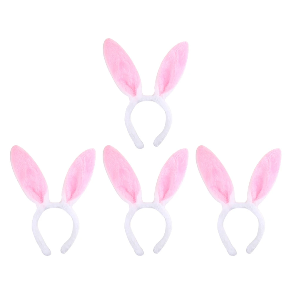 4pcs Plush Bunny Ears Headband Lovely Easter Bunny Ears Hair Bands Party Favor