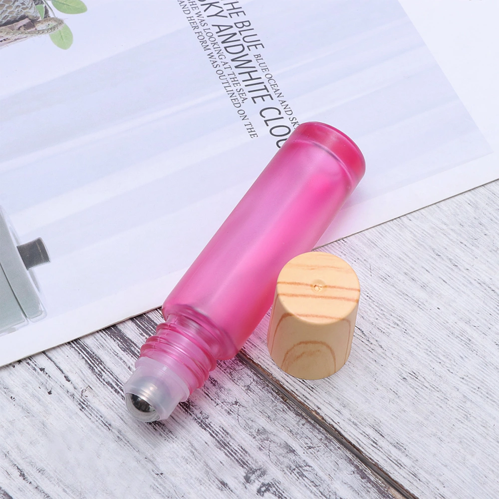 10pcs 10ML Colorful Empty Refillable Glass Perfume Roll On Bottle With Stainless Steel Roller Ball and Wooden Lid For Essential Oil Aromatherapy