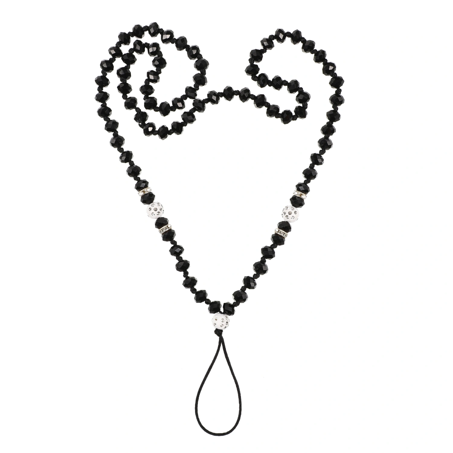 Neck Phone Lanyard Rhinestone Phone Charm Beaded Mobile Phone Strap Anti-lost Phone Charms Strap