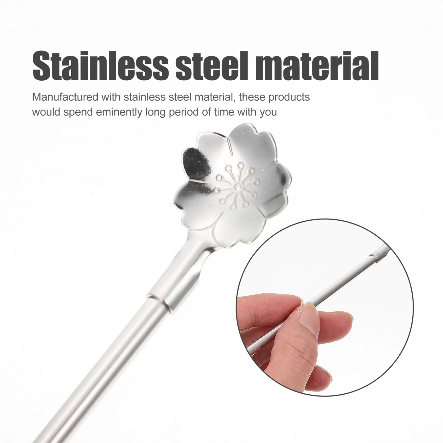 8 Pcs Stainless Steel Straw Spoon Stirring Spoons Whisking Sticks Straw Spoons