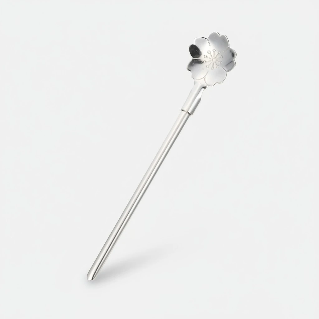 8 Pcs Stainless Steel Straw Spoon Stirring Spoons Whisking Sticks Straw Spoons