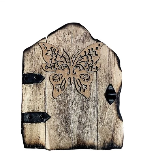 Wood Fairy Door Miniature Fairy Door for Tree Doll House Wooden Fairy Door Elf Door Decoration