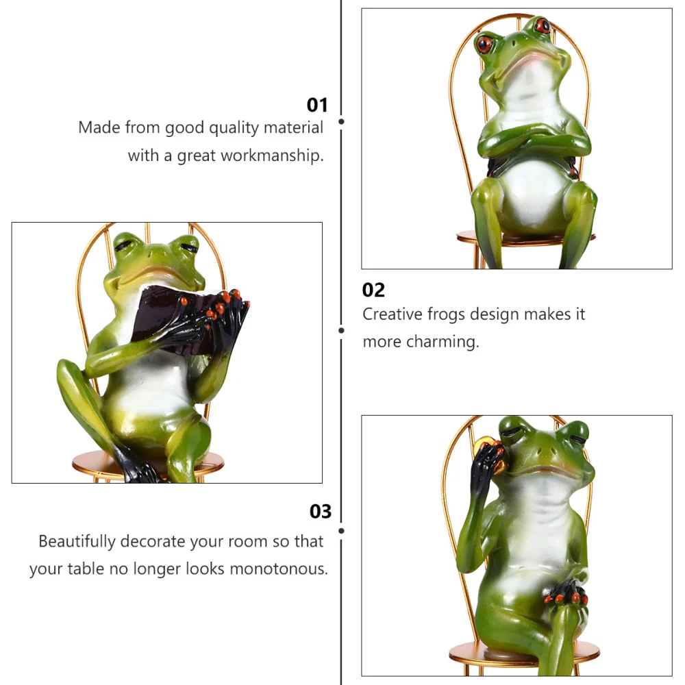 Frogs Resin Ornament Desktop Decoration Craft Tabletop Adornment for Home