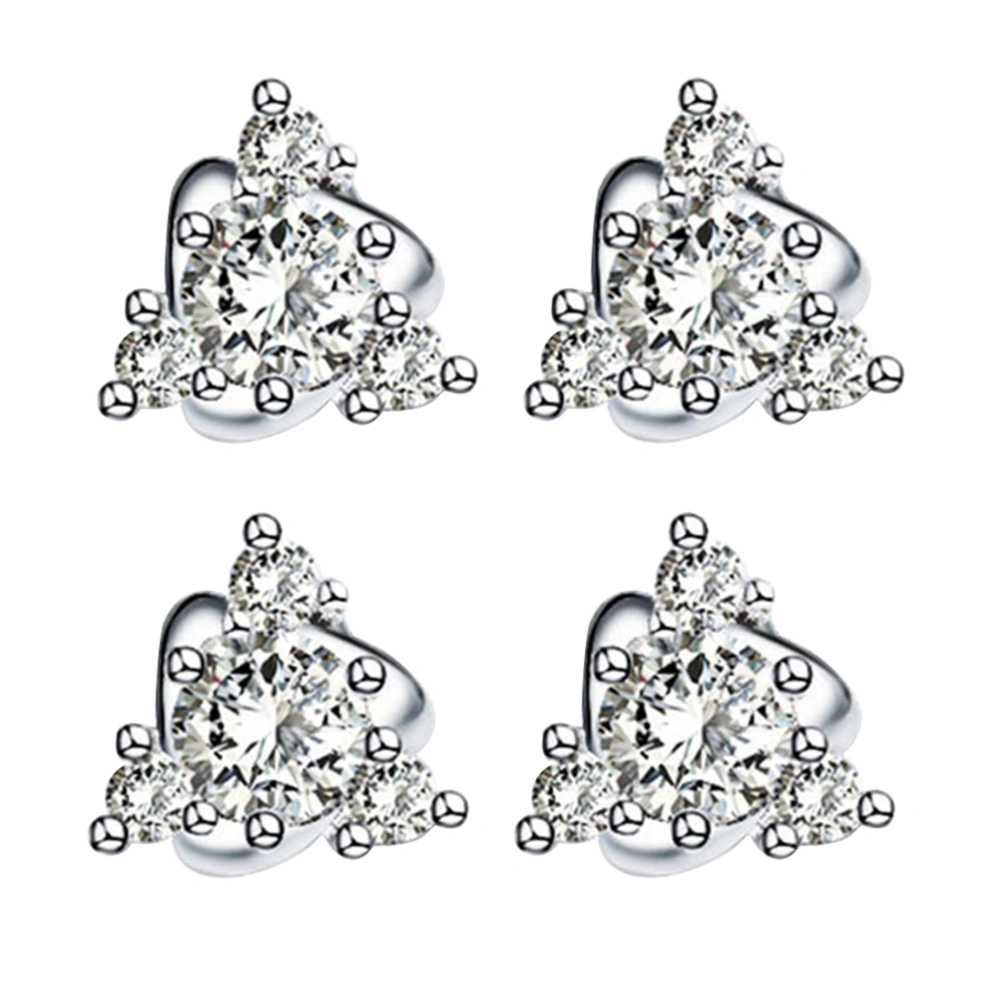 Triangle Crystal Snowflake Ear Stud Earrings Silver Earrings Women Jewelry Accessories