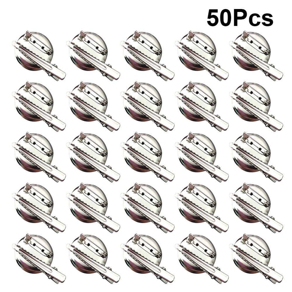 50Pcs Dual Use Brooch Round Breastpin Shirt Collar Button Clips Brooch Clothes Accessories Silver (30mm)