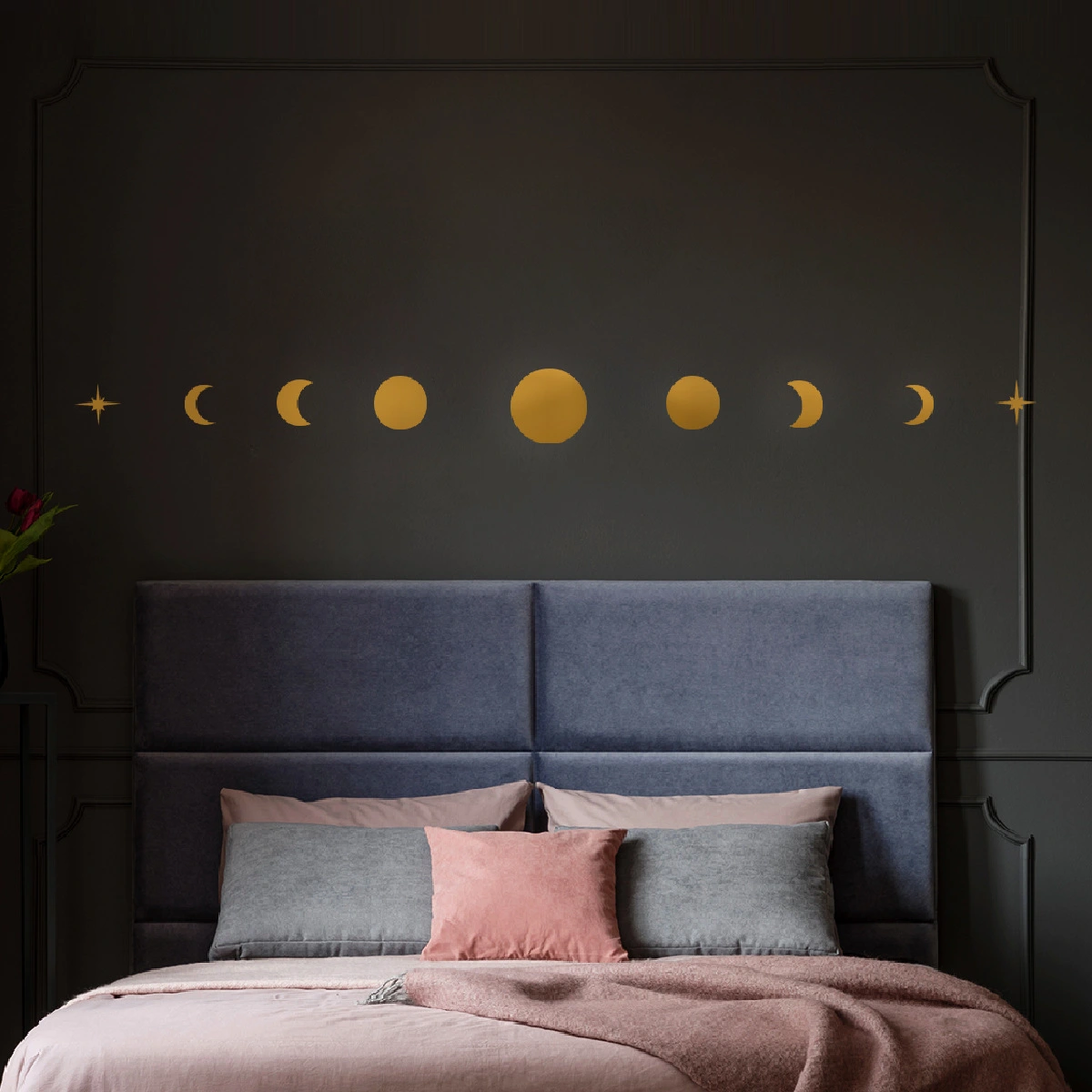 1 Set of Moon Phase Star Wall Stickers Removable Wall Decals Living Room Bedroom Decoration