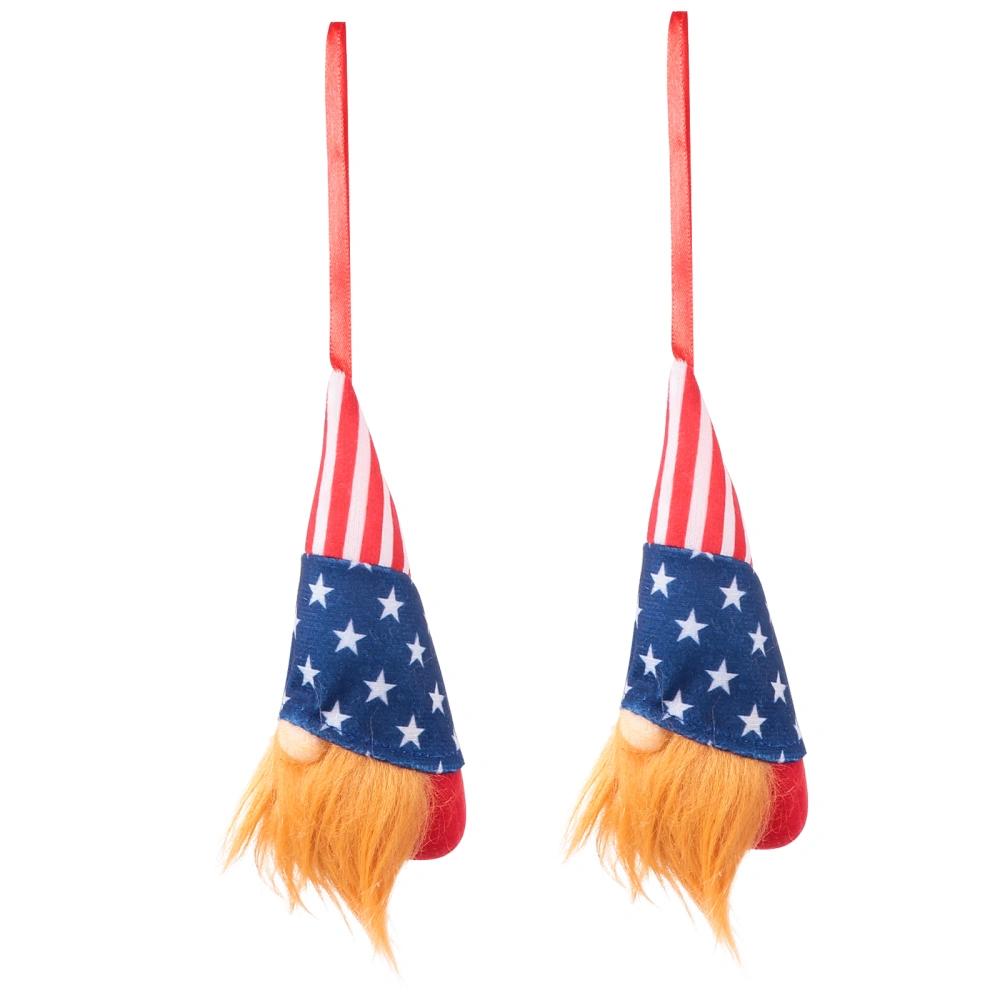 2Pcs Gnome Dolls US Flag Party Hanging Plush Dolls for Independence Day