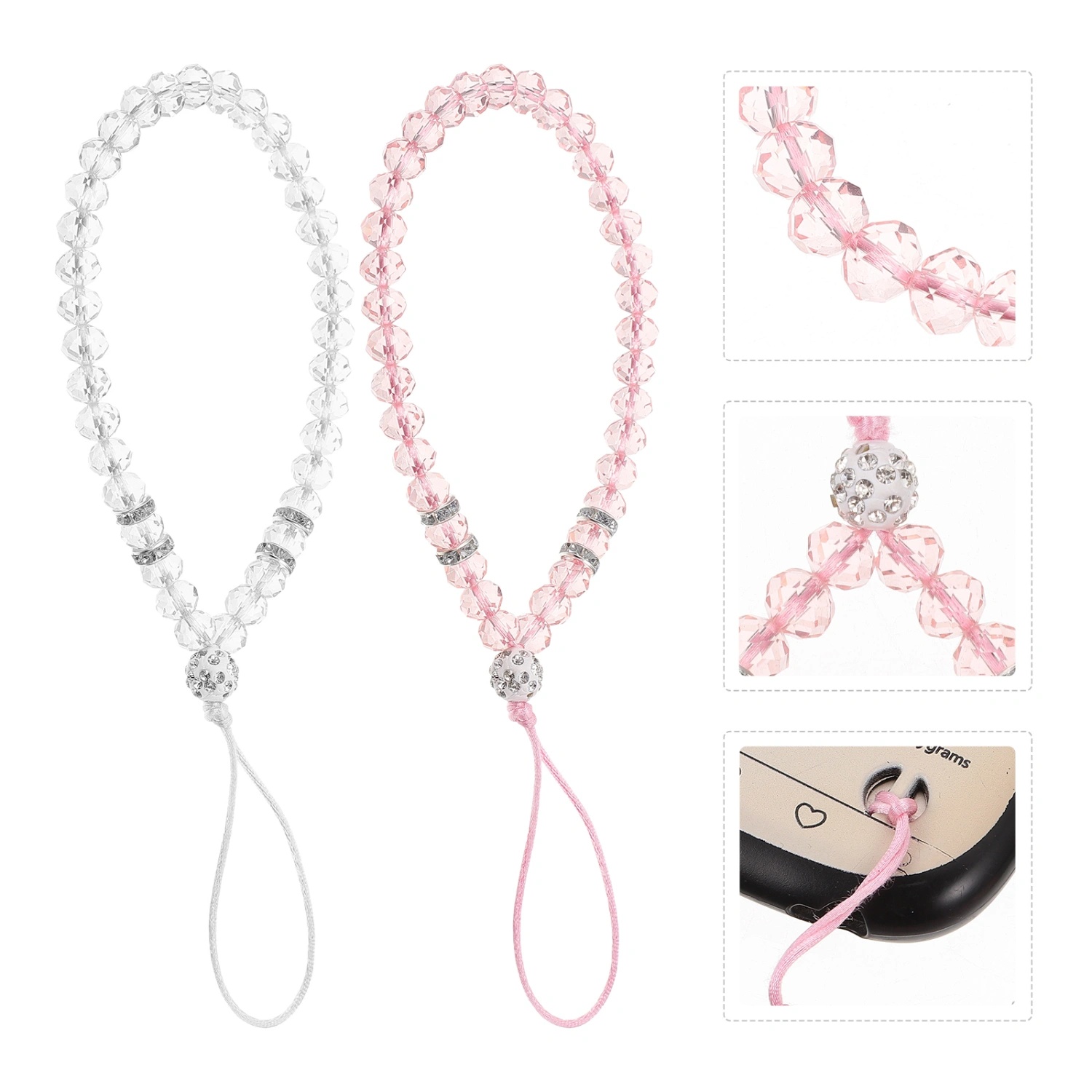 2pcs Beaded Cell Phone Chains Phone Wrist Chain Anti-lost Phone Lanyards