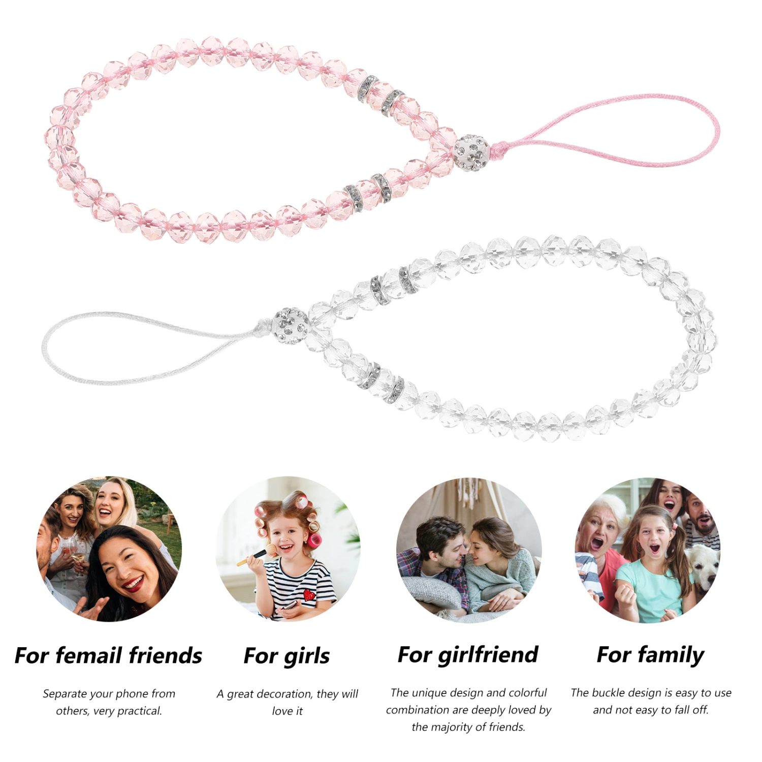 2pcs Beaded Cell Phone Chains Phone Wrist Chain Anti-lost Phone Lanyards