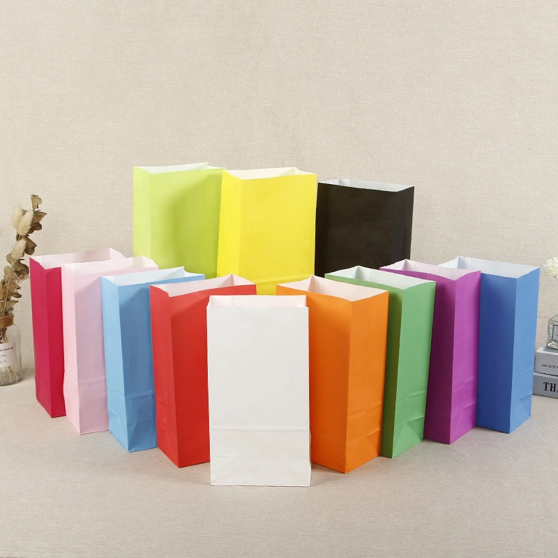 20pcs Solid-color Goodie Bags Small Gift Packing Bags Wear-resistant Kraft Paper Candy Bags