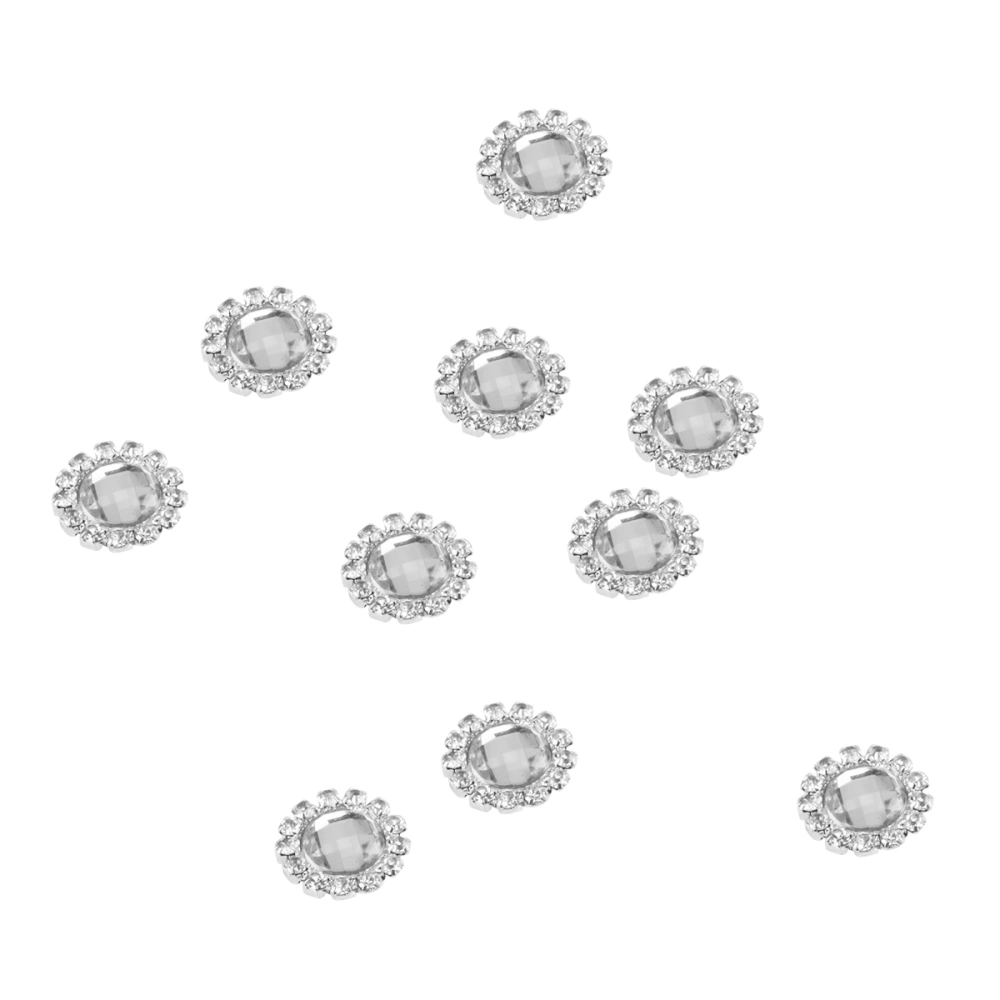 10pcs 15mm Round Rhinestone Pearl Glue on Flat Back Embellishment (White)