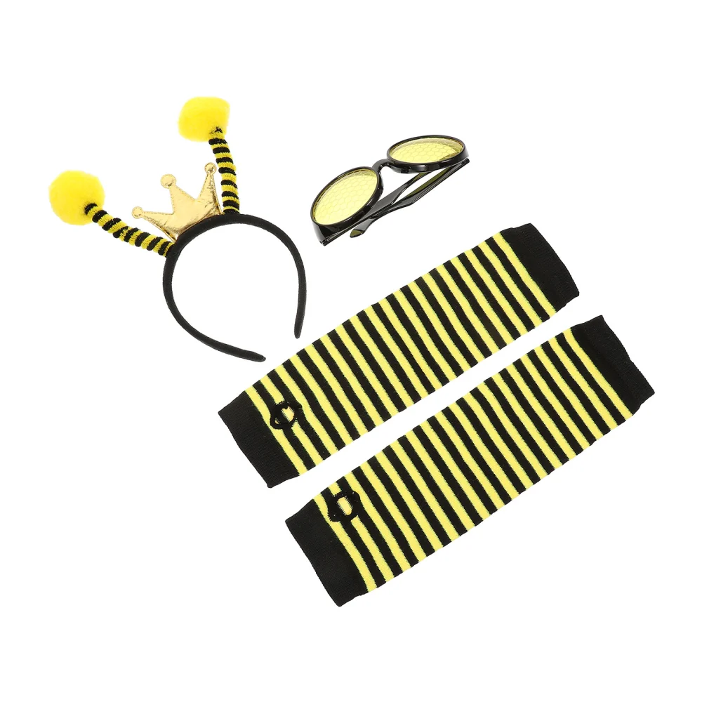 1 Set of Bees Sun Glasses Headband Oversleeve Kit for Parties Bees Hairband Props