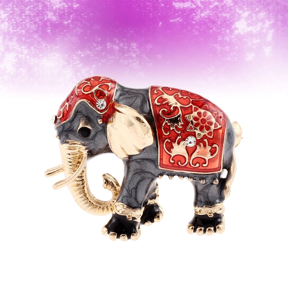 1Pc Retro Painted Brooch Clip Elephant Shiny Rhinestone Brooch Corsage Elegant Breastpin Gift Costume for Women Ladies 