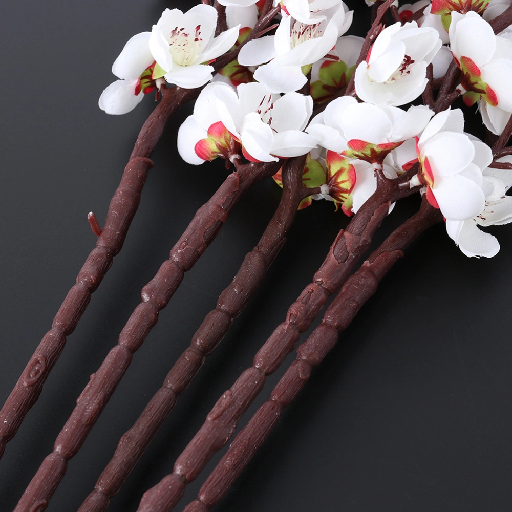 3 Pcs Simulated Artificial Plum Blossom Branches for Bouquet Home Office Wedding Decoration (White)