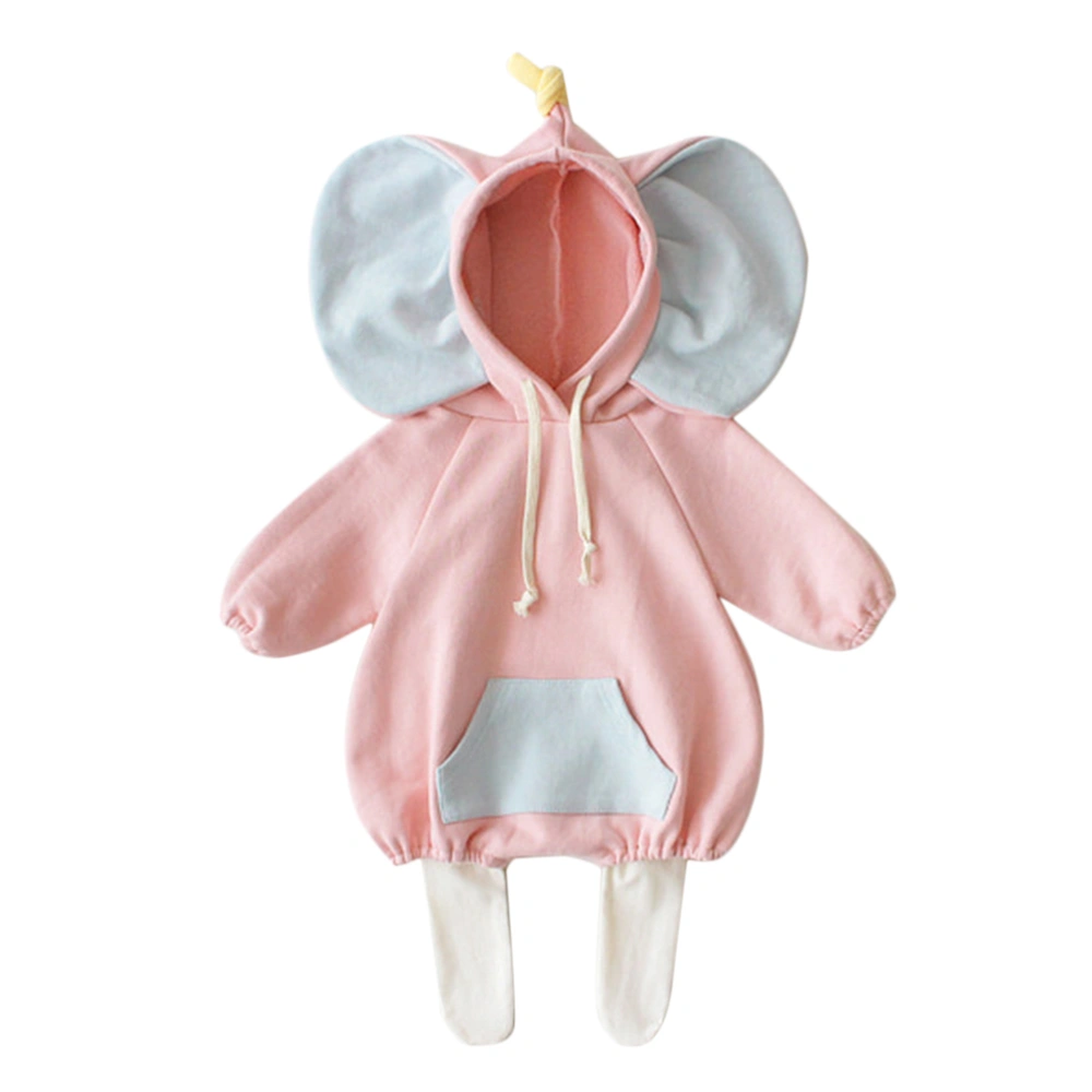 Cartoon Elephant Ears Baby Coat Infant Hoodie Cotton Long Sleeve Clothes - 80cm(Pink)