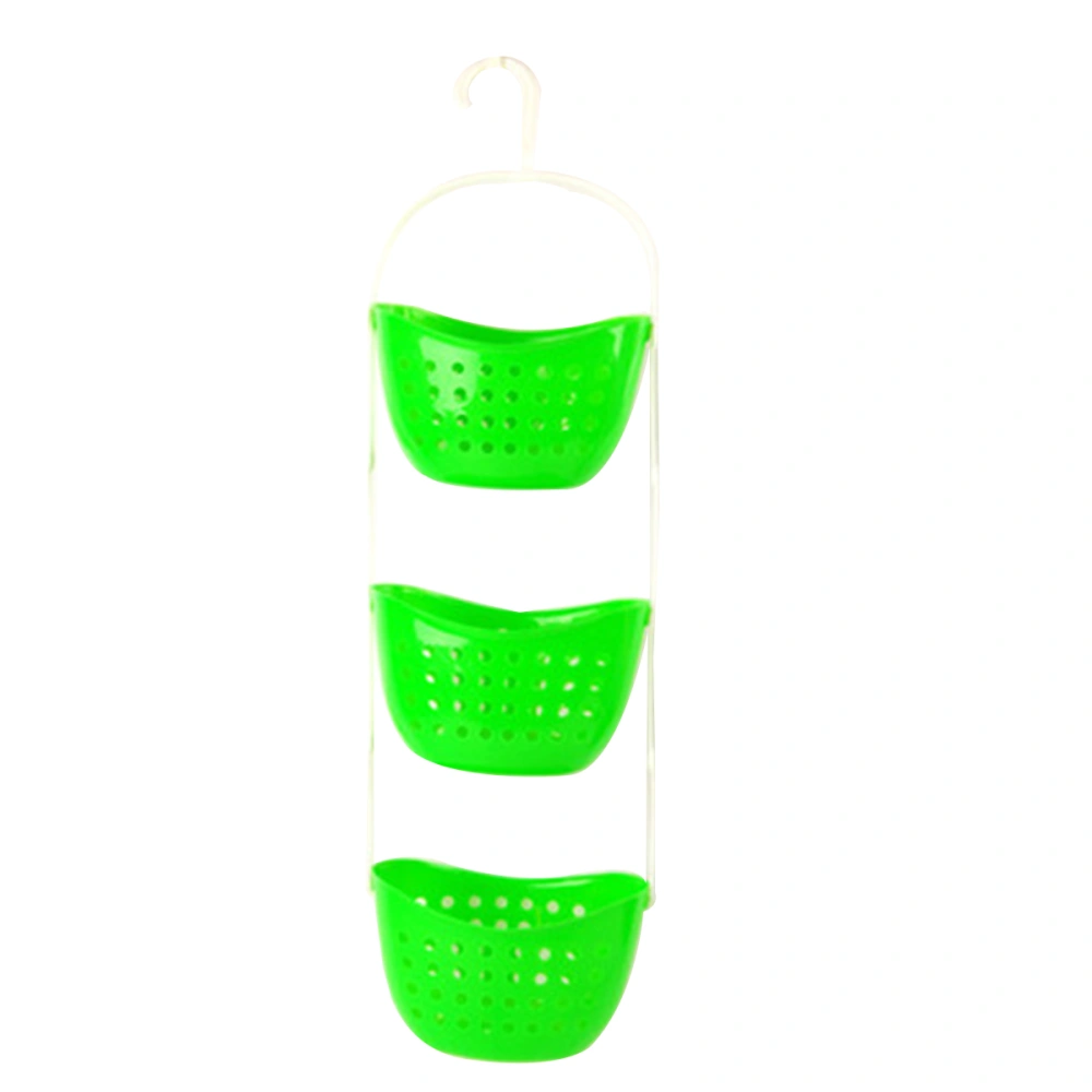 3-Tier Shower Caddy Bathroom Hanging Basket Rack Kitchen Storage Organizer (Green)