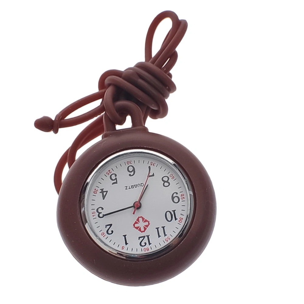 1PC Nurse Round Watch Medical Watch Silicone Nurse Pocket Hanging Watch Gift Watch (Coffee)